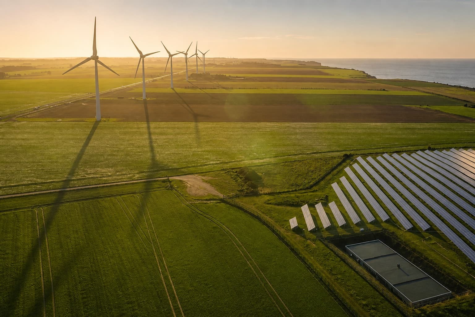 Zonnepanelen op het dak van een schuur in een weiland
